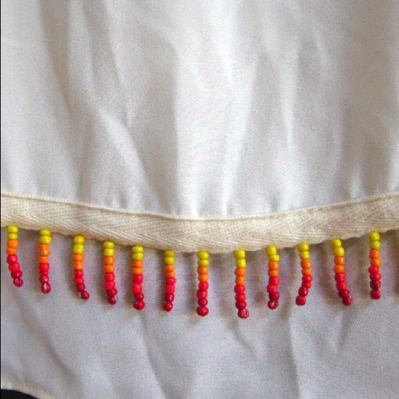 NEW CATHERINE MALANDRINO WHITE SWING TANK TOP RED ORANGE BEADS SOUTHWEST S NWT - Picture 3 of 6